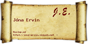 Jóna Ervin névjegykártya